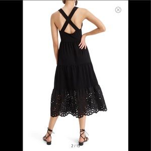 J. Crew Black Eyelet Trimmed Tiered Maxi Dress SM